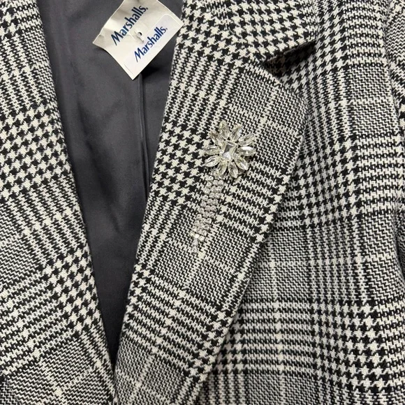 Rachel Zoe NWT Plaid Blazer in Black and White Medium - Picture 3 of 8